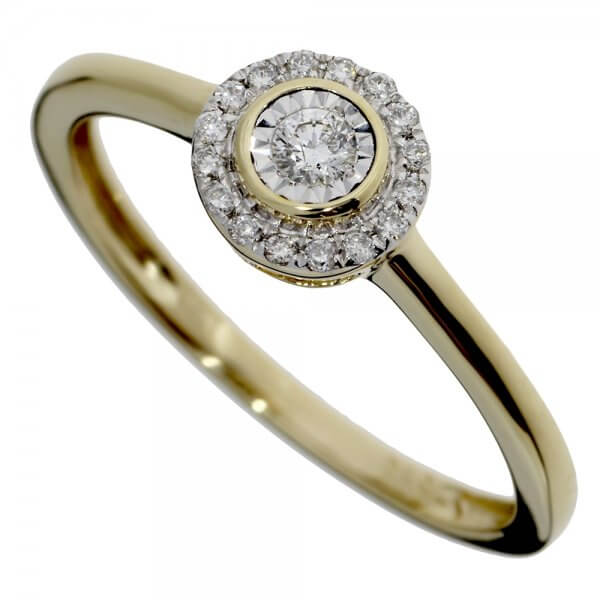 Zásnubný prsteň zo žltého zlata s briliantami