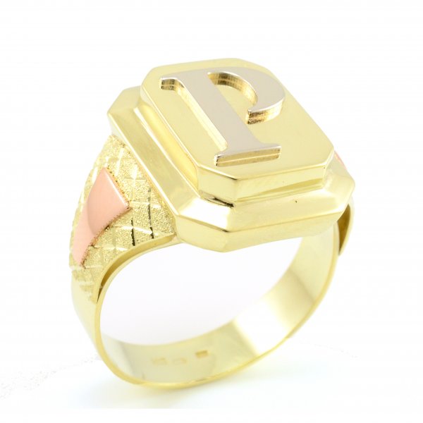 Zlatý pánsky pečatný prsteň celozlatý s písmenom