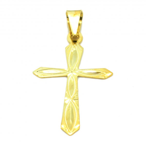 Zlatý prívesok v tvare kríža zo žltého zlata