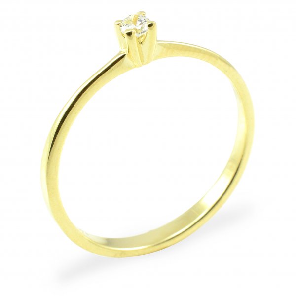 Zásnubný prsteň zo žltého zlata - centrálny zirkón 4 pracky Olivia