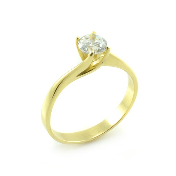 Zásnubný prsteň zo žltého zlata s kameňom zovretým packami Tiffany