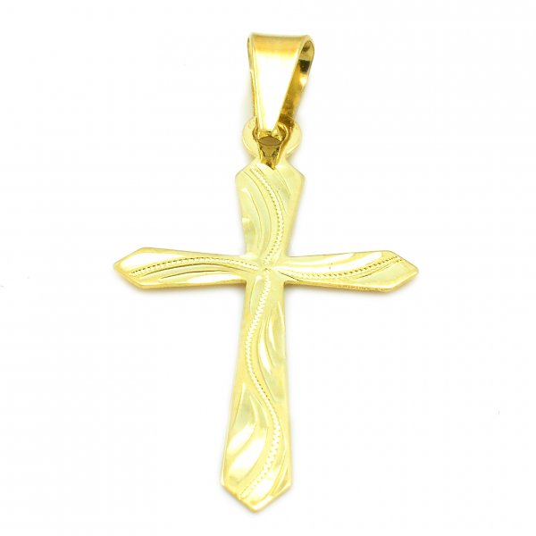 Zlatý prívesok v tvare kríža zo žltého zlata