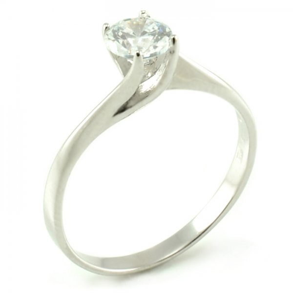 Zásnubný prsteň z bieleho zlata s kameňom zovretým packami Tiffany