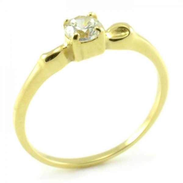 Zásnubný prsteň zo žltého zlata s jemným vzhľadom mašličiek Klaudia