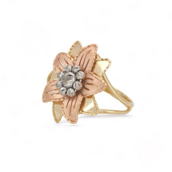 Prsteň z kombinovaného zlata - Farebný kvet
