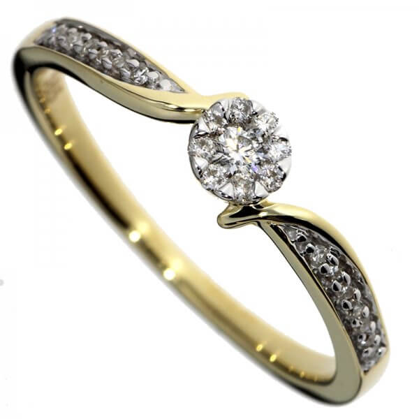 Zásnubný prsteň zo žltého zlata s briliantmi